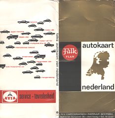 ca1966 Falk Plan map of Netherlands carrying Avia advert