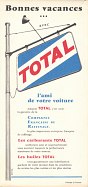 Rear cover of 1958 Camping Map of France with Total advert
