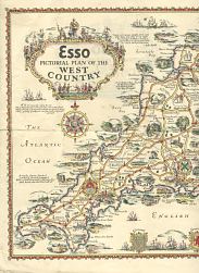 1930s Esso Pictorial plan of the West country
