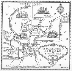 Town plan of Lincoln from Esso Pictorial Britain