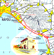 Bay of Naples from March 1957 Esso map of Italy