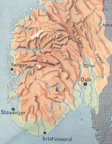 1956 Esso relief map of Norway