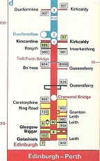 Motorway strip map from 1972 Esso Road Atlas of Great Britain and Ireland