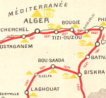 Map extract from Itinerary 16 in 1930s Shell guide to Algeria