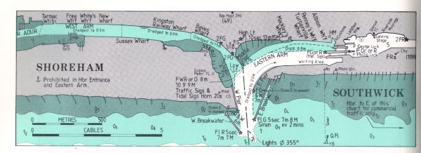 Chart of Shoreham Harbour from 1987 Shell Pilot