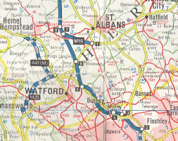 Watford vicinity from 1973/4 Texaco maps