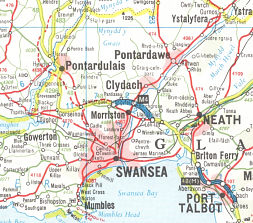 Swansea vicinity from 1973 Texaco map