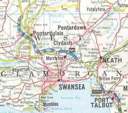 Swansea vicinity from 1974 Texaco map