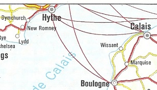 Hythe as a ferry port on 1984 Mobil Europe Atlas